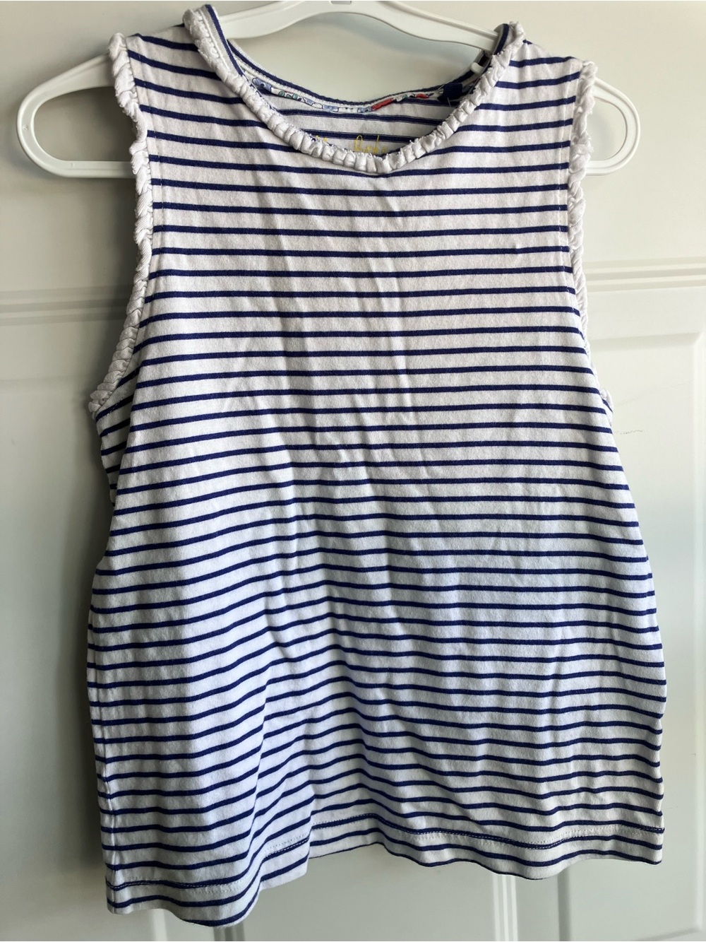 Mini Boden navy white tank top size 7 8